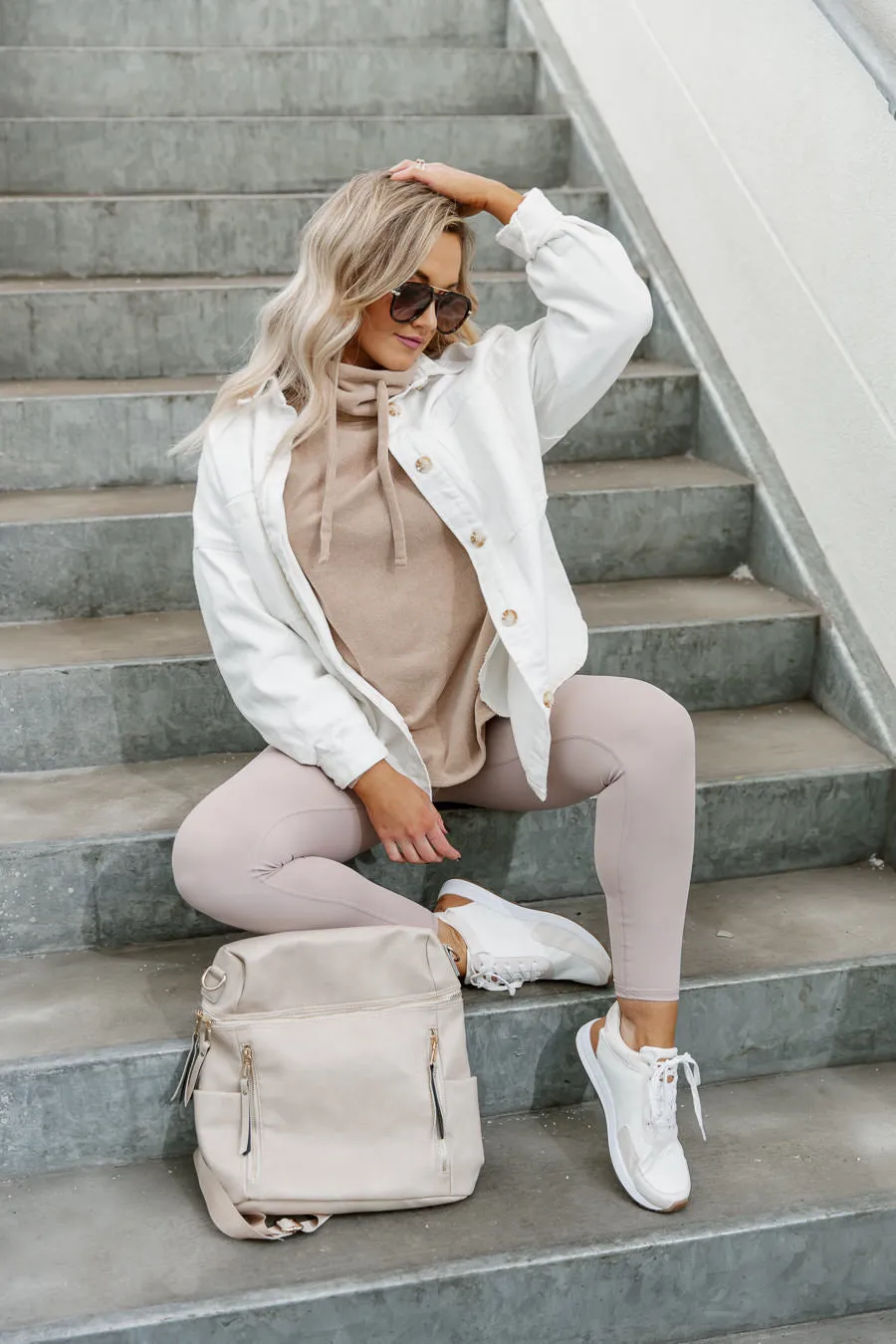 AVA OVERSIZED DENIM SHACKET IN IVORY