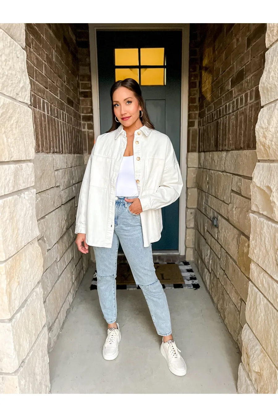 AVA OVERSIZED DENIM SHACKET IN IVORY