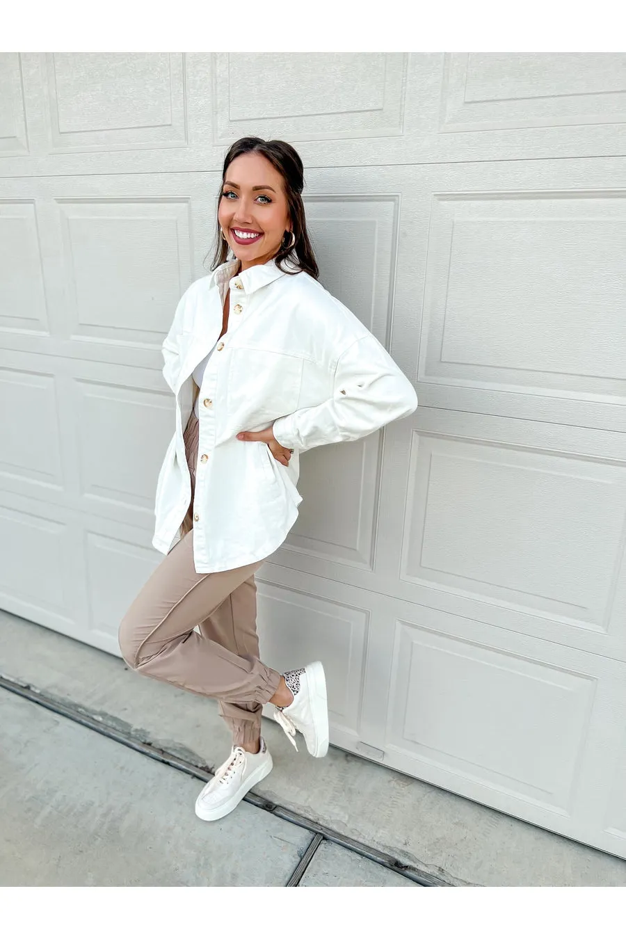 AVA OVERSIZED DENIM SHACKET IN IVORY