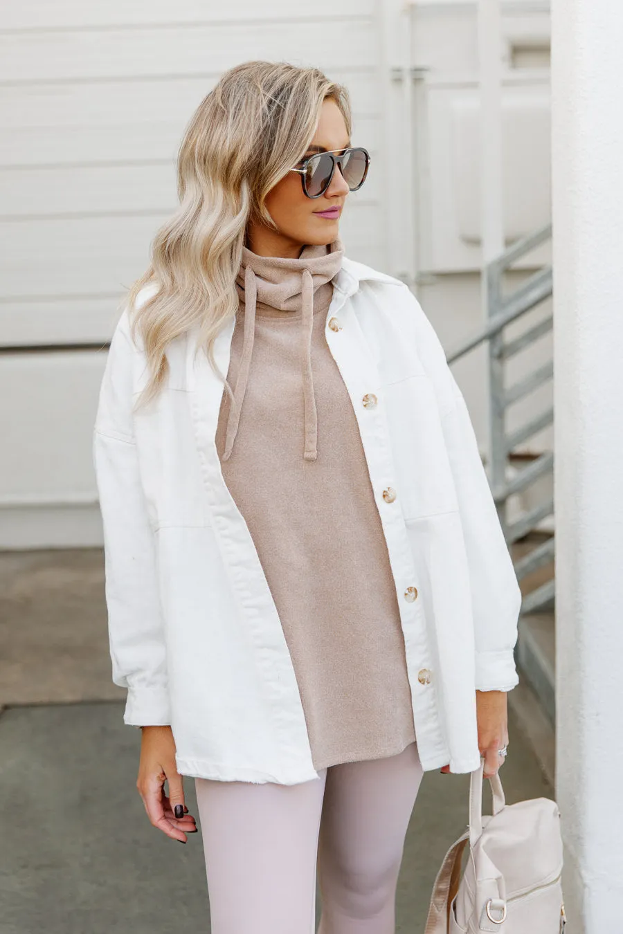 AVA OVERSIZED DENIM SHACKET IN IVORY