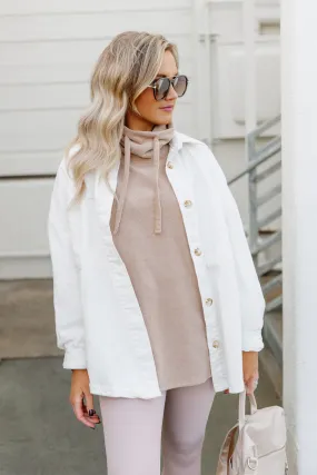 AVA OVERSIZED DENIM SHACKET IN IVORY