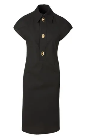 Button-detailed Cotton-blend Midi Shirt Dress
