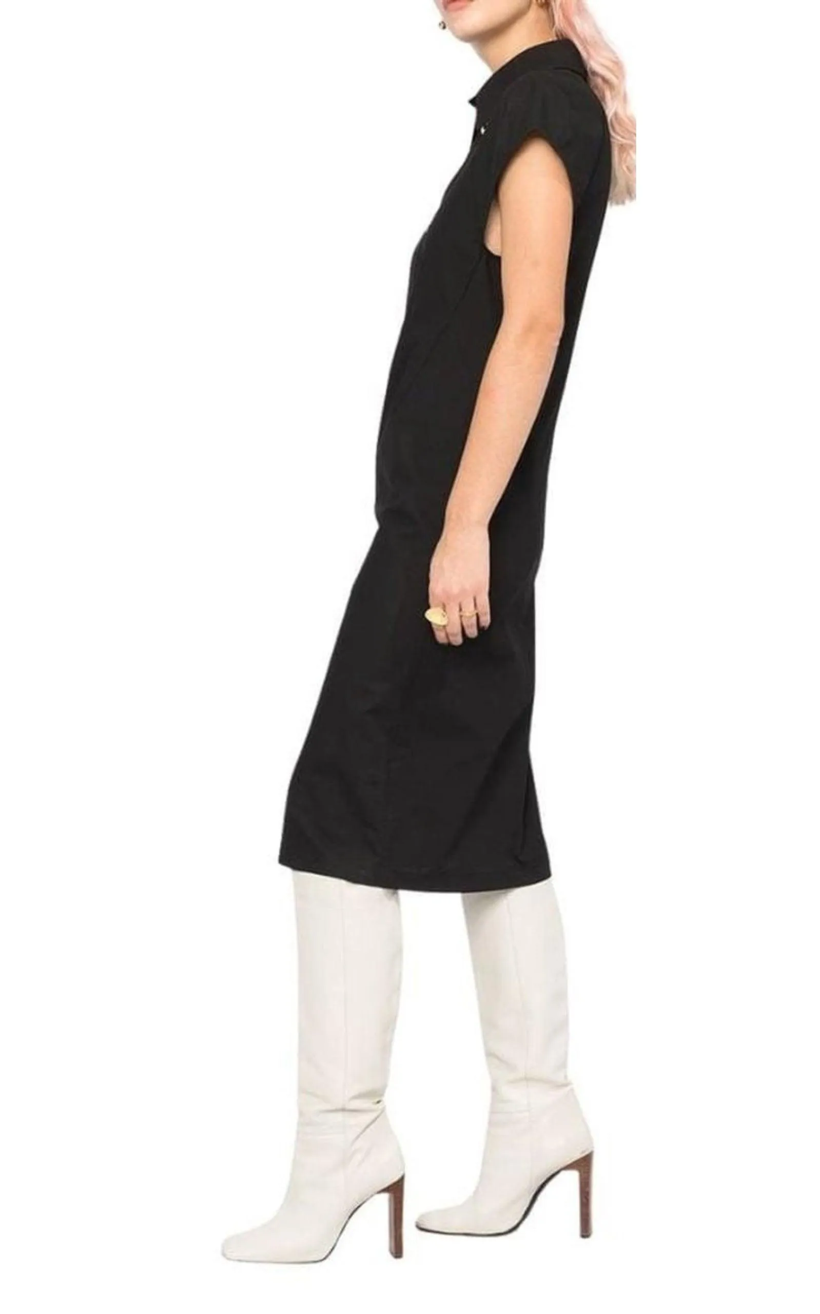 Button-detailed Cotton-blend Midi Shirt Dress