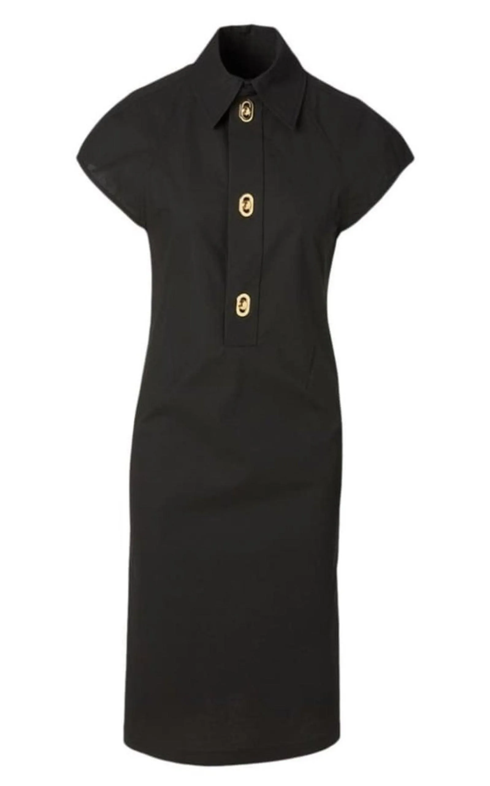 Button-detailed Cotton-blend Midi Shirt Dress