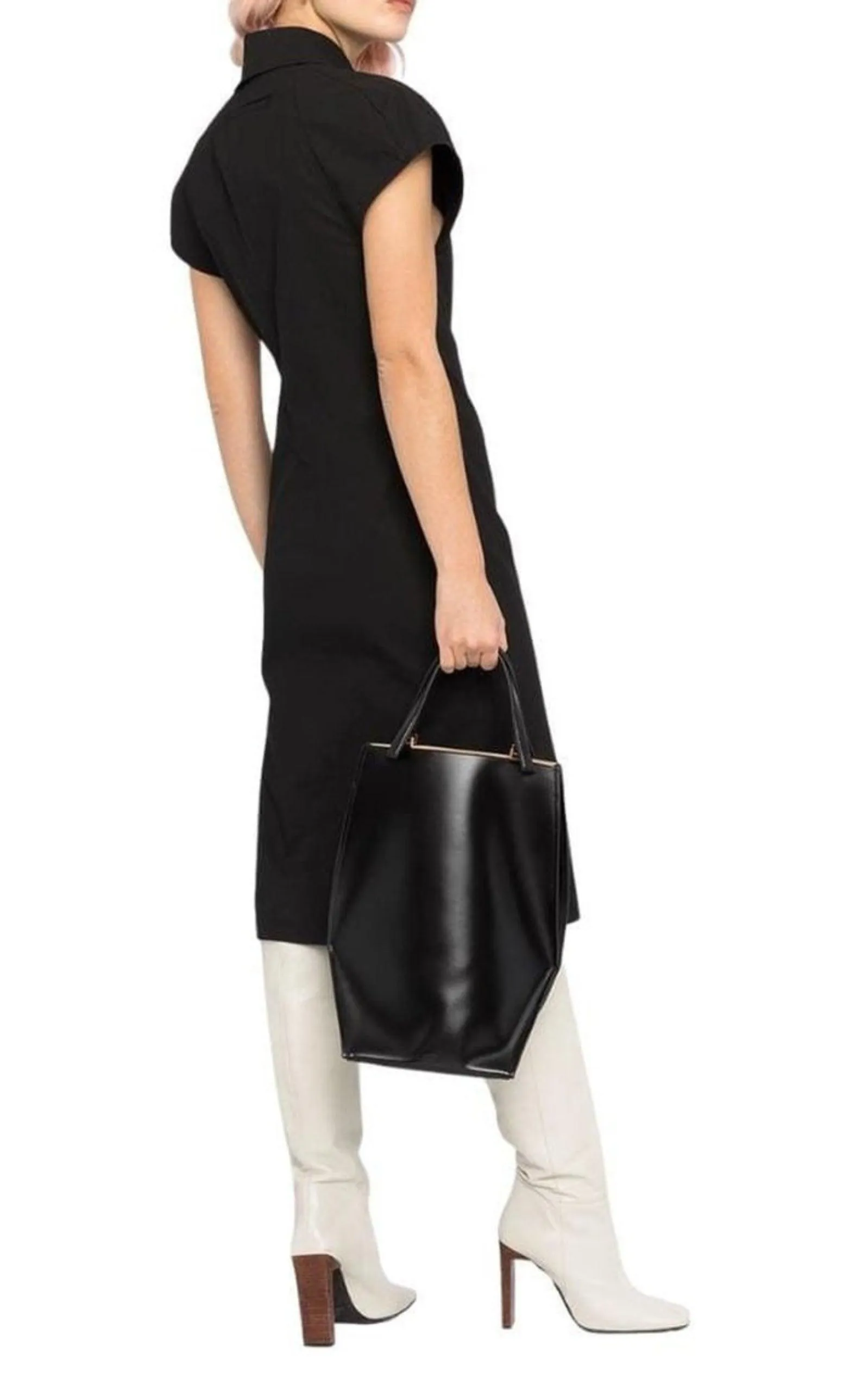 Button-detailed Cotton-blend Midi Shirt Dress