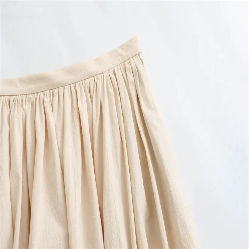 Girlary Women Ruched At the waist  Midi Skirt Spring And Autumn Chic Ladies Skirt Commuter Women's Half Skirt  Ladies