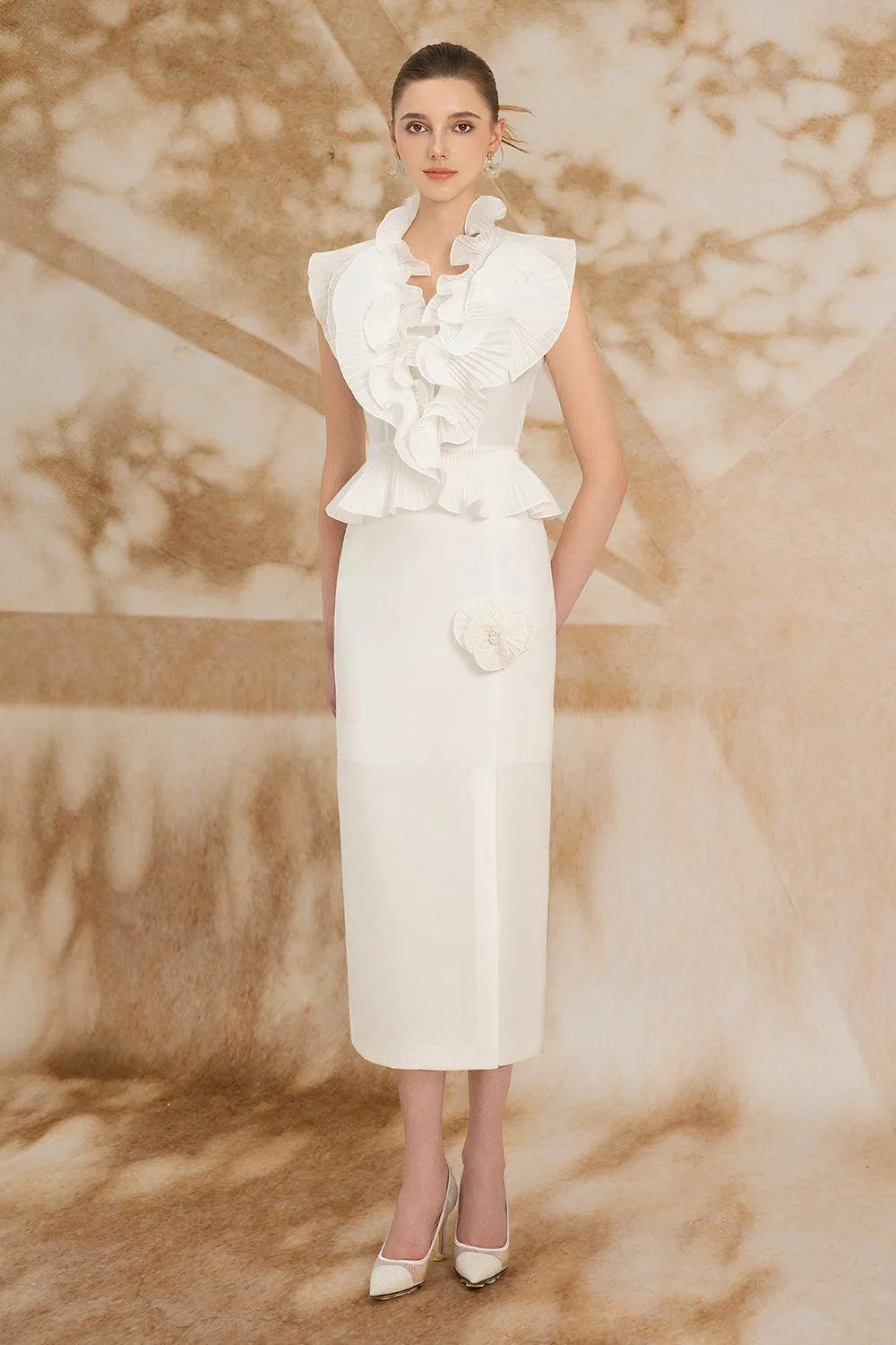 Giuliana Sheath Sleeveless Organza Midi Set