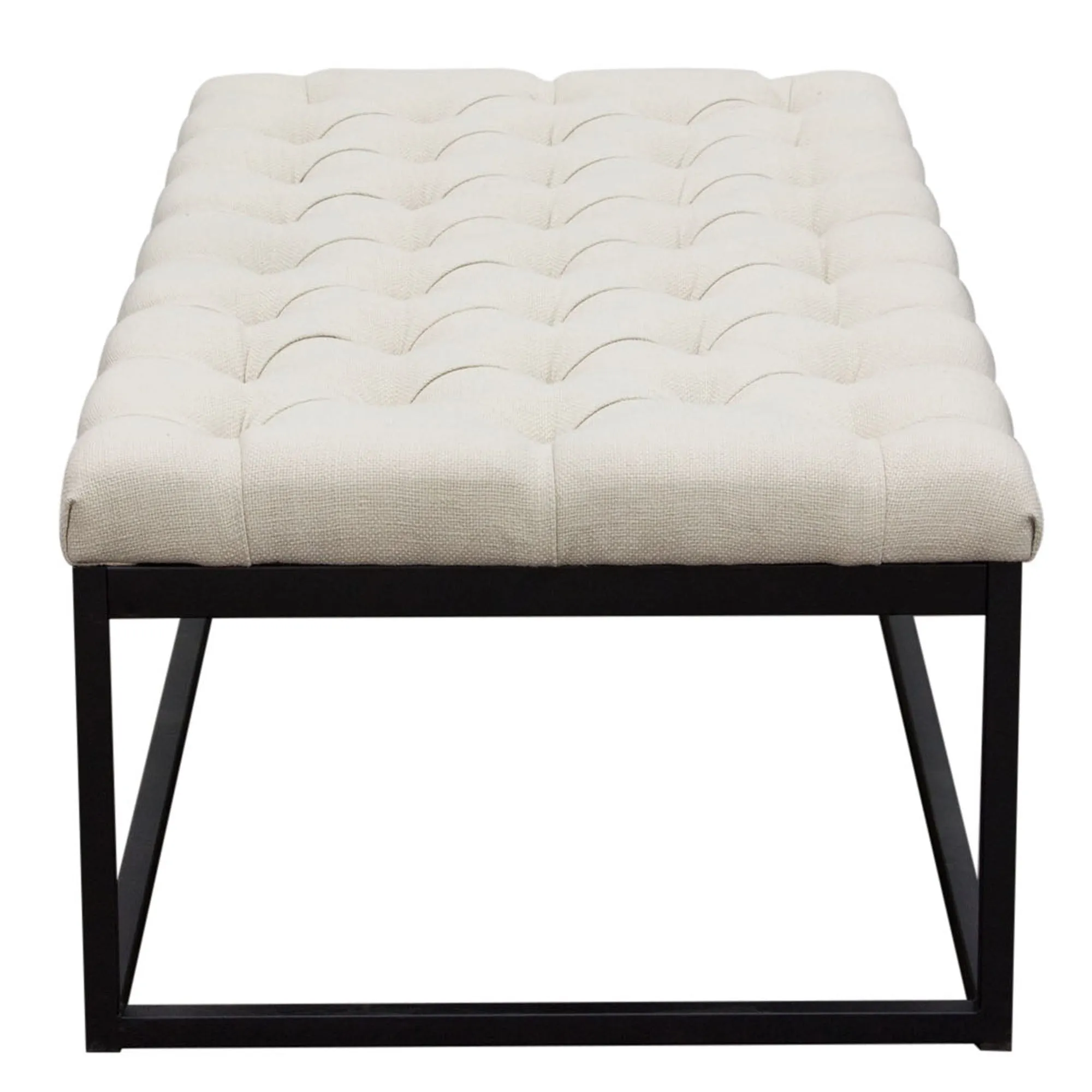 Mateo Black Powder Coat Metal Large Linen Tufted Bench by Diamond Sofa - Desert Sand Linen